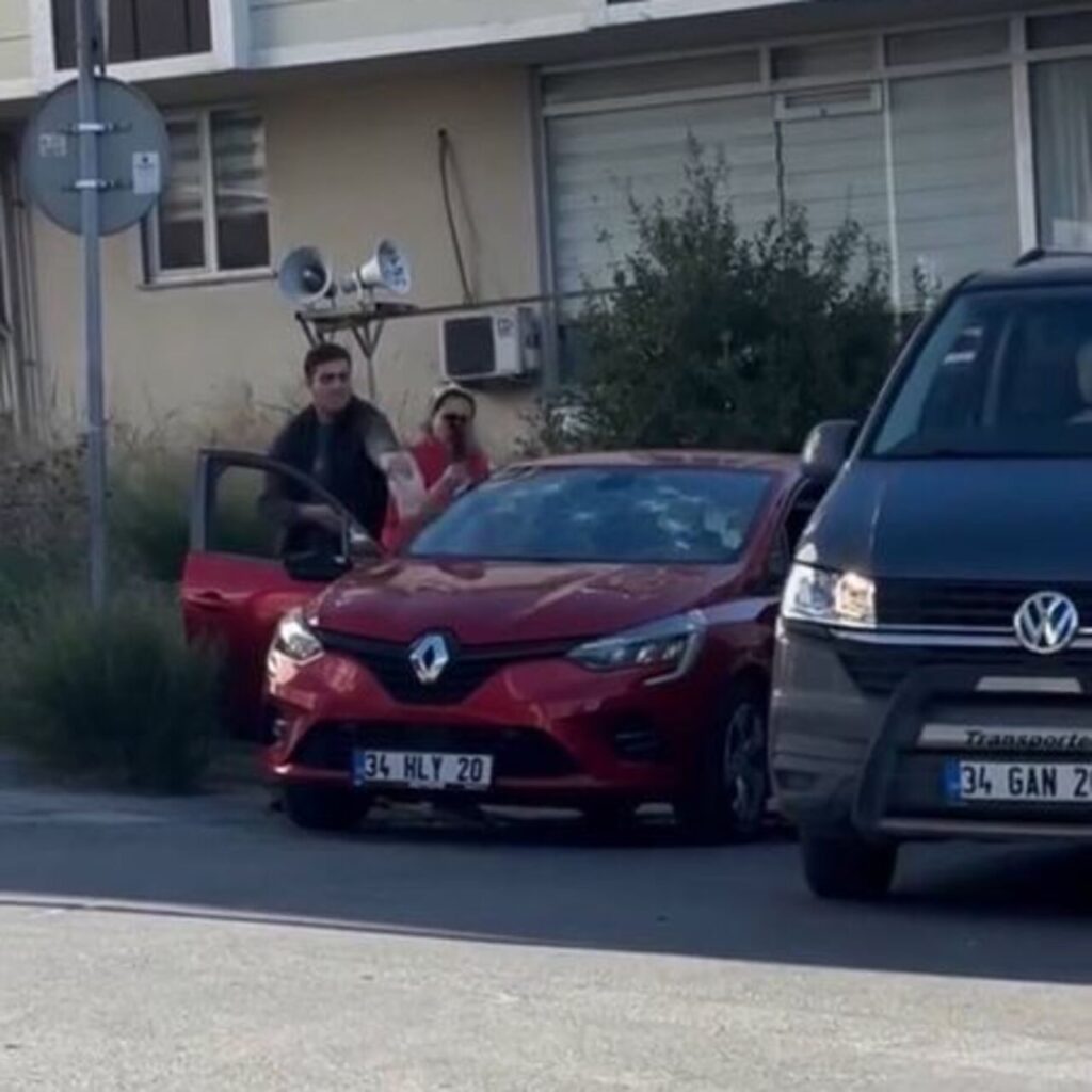 Satırla defalarca otomobile vurdu