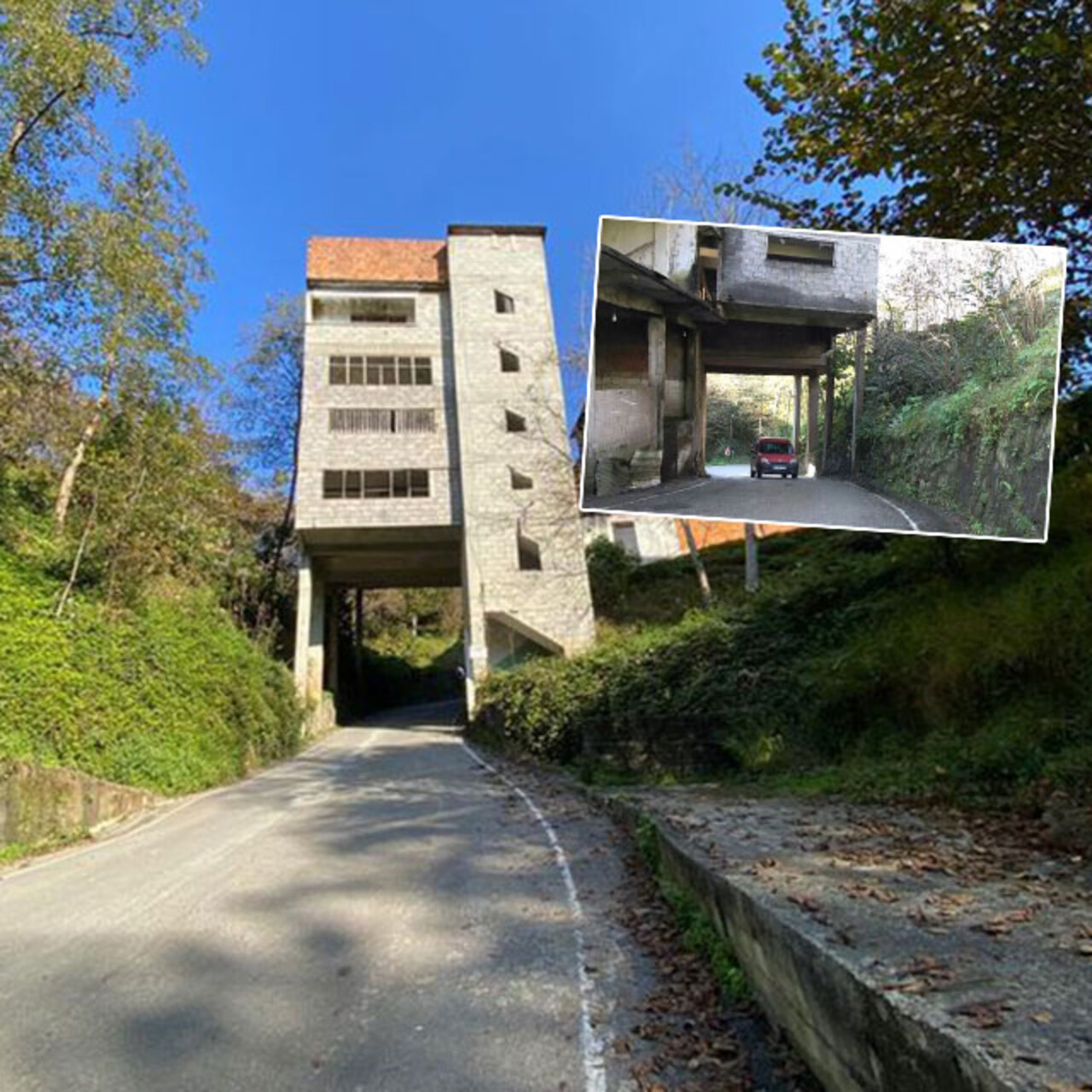 Üstü 4 katlı yapı… Altı karayolu!