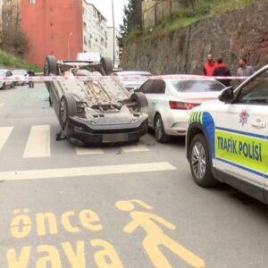 7 araca çarpıp takla attı!