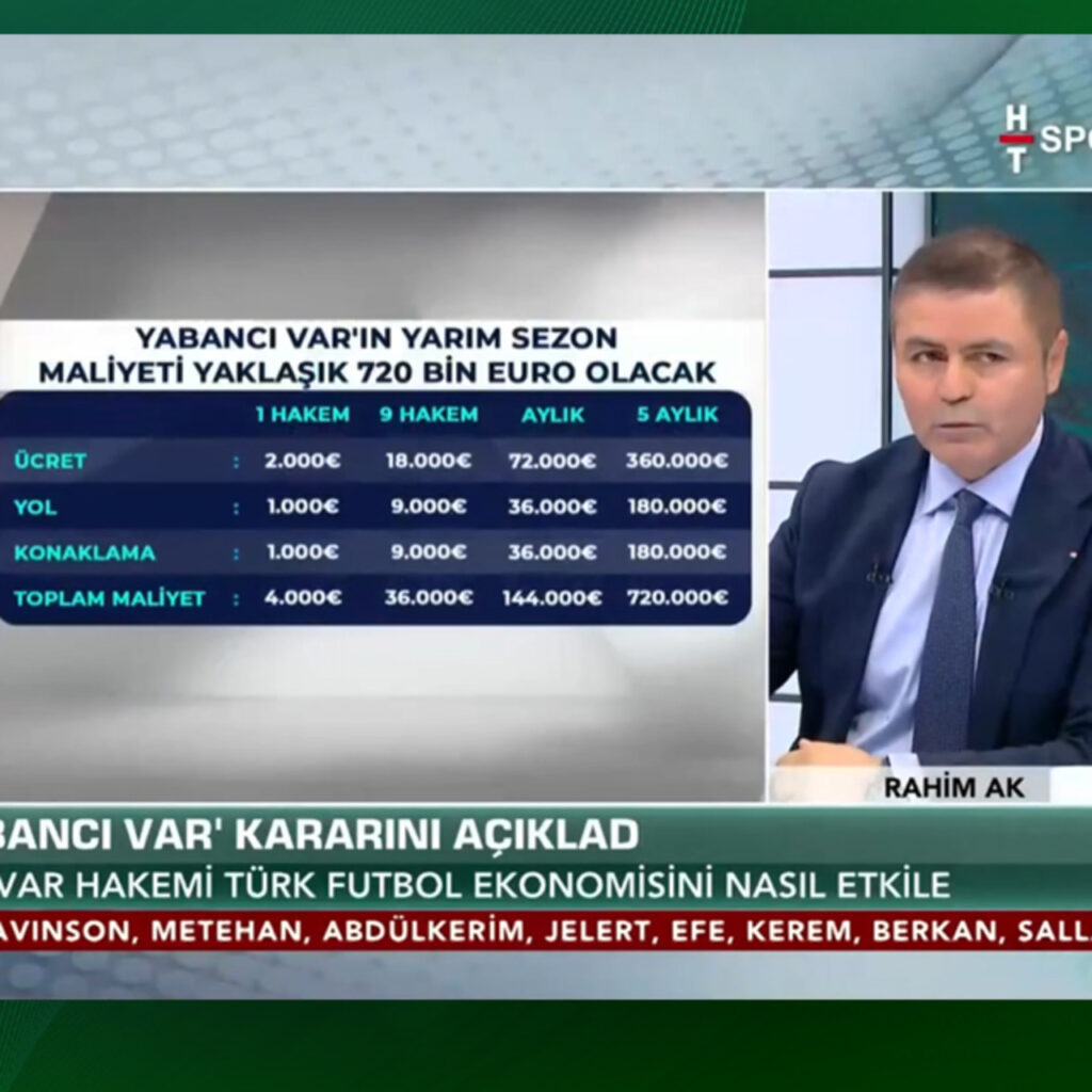 Yabancı VAR’ın maliyeti 720 bin Euro!