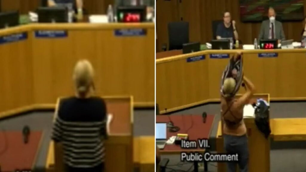 Soyunma odasında soyunanları protesto etmek için soyundu