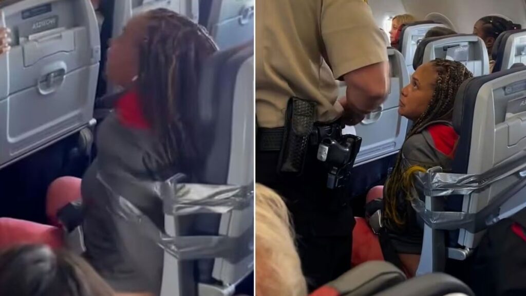 Uçağı birbirine katan yolcu koltuğa bantlandı