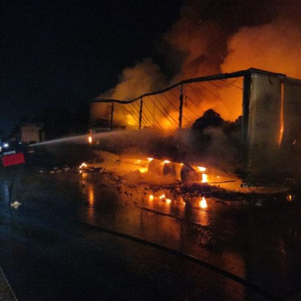 Konserve yüklü TIR, alev alev yandı