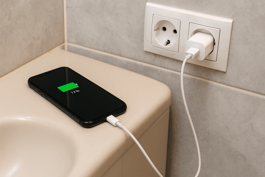 Banyodan sonra şarjdaki telefona dokundu, kurtarılamadı