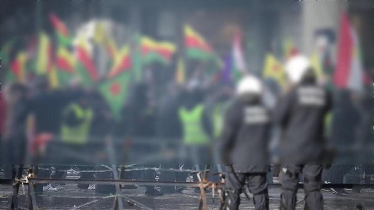 Brukselde polisten sert mudahale Teror orgutu YPG destekcilerinin eylemine izin